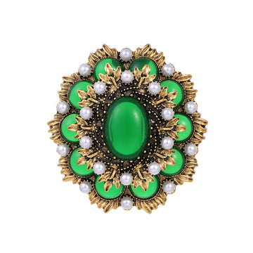 Flower Pearl Look Metal Brooch Pin 6.7 x 6.6 cm for Jackets and Lapels