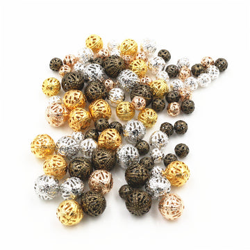 Filigree Round Metal Beads in Six Finishes and Four Sizes