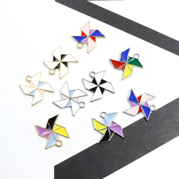 Colorful Pinwheel Enamel Alloy Charm Pendants for Jewelry Making