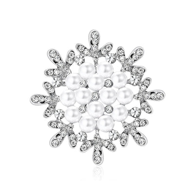 Pearl Sunburst Brooch front view on white background