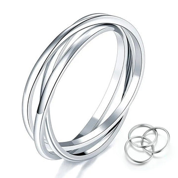 White Metal Interlocking Triple Band Plain Ring Alloy 6-10