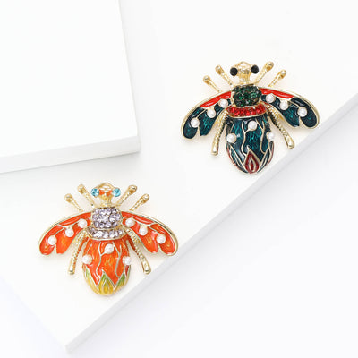 Enamel Jeweled Bee Brooch front view