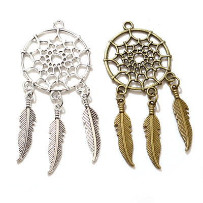 Dreamcatcher Feather Pendants in Bronze and Silver shown in a grouped front view