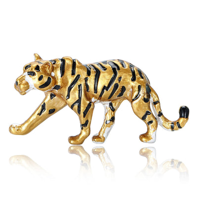 walking tiger brooch shown from the front