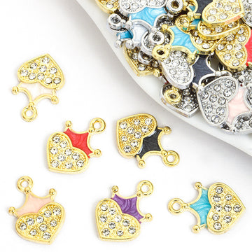 Crystal Crown and Heart Charm Collection for Jewelry Making