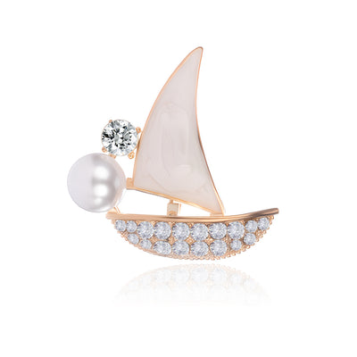 Front product view of an engagement ring with pearl and diamond