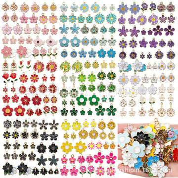 Colorful Flower Metal Charms with 8 Listed Options