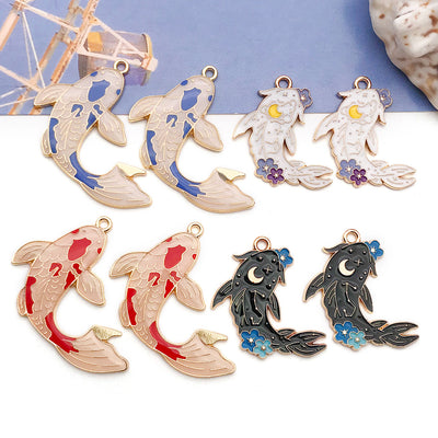 Colorful dog charms arranged on a light background