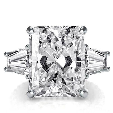 Silver Tone Oversized Emerald Cut Crystal Ring Jewelry