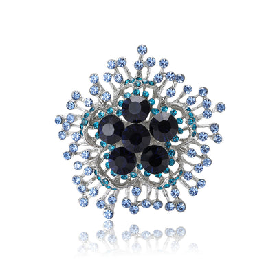 Round Crystal Branch Flower Brooch isolated front view