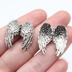 Detailed Angel Wing Metal Pendants for Jewelry Making