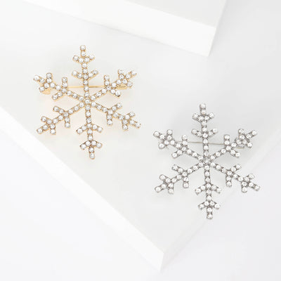Front view of a six-point snowflake fully lined with clear crystals