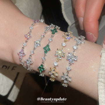 Crystal Flower Chain Bracelets Five Color Metal Styles