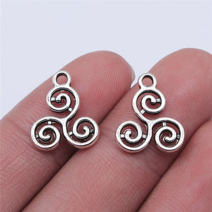 Antique Silver Triple Spiral Pendant Charm for Jewelry Making