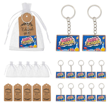 Back To School Wood Rectangle Science Print Keychain