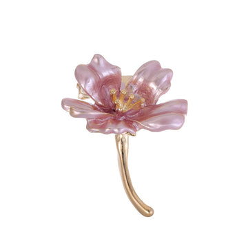 Pink Red Flower Enamel Two Designs Metal Brooch Pin