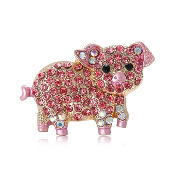 Pink Crystal Pig Brooch A Pink Crystal-Covered Pig