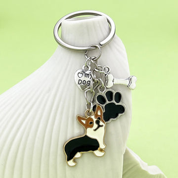 Dog Paw, Bone And Heart Metal Keychains In Five Styles