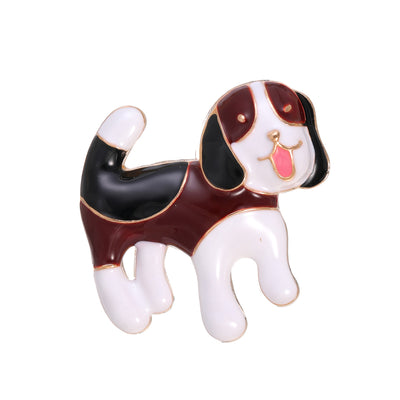 Front product view of the enamel dog brooch