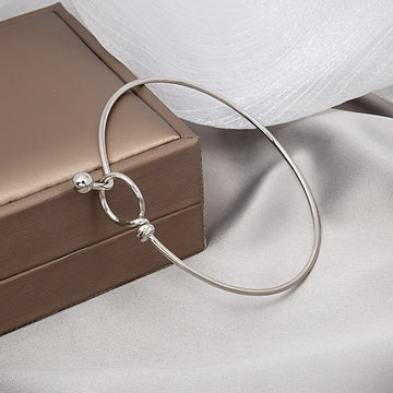 Silver Expandable Knot Wire Bangle Bracelet Ball End