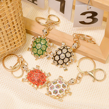 Rhinestone Turtle Keychain Enamel Shell Animal Charm