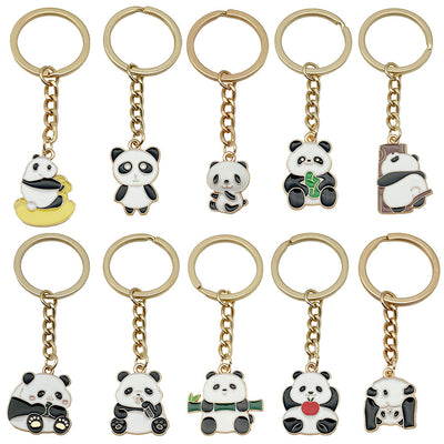 Image 1 showing a bunch of pandas and other animals on key chains.