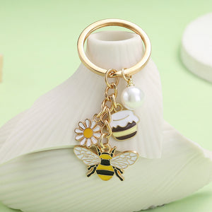 Enamel Bee, Flower and Butterfly Charm Keychain With Split Ring, 47 Styles