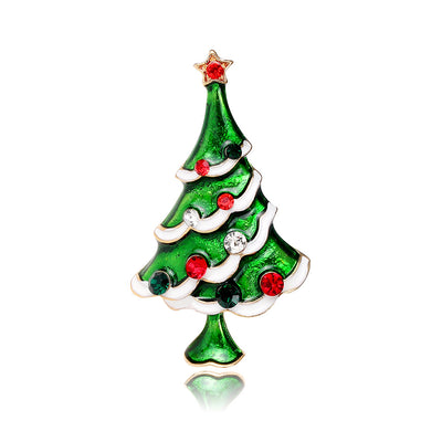 Front product view of the christmas tree brooch pin in green and black