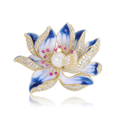 Lotus Brooch shown from the front
