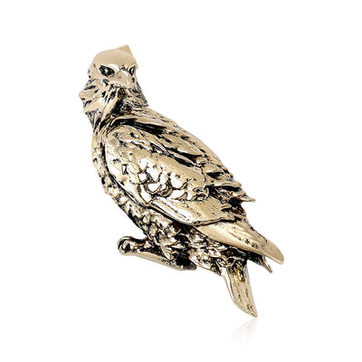 Textured Owl Brooch In Antique Gold Or Silver Tone front view on a light background