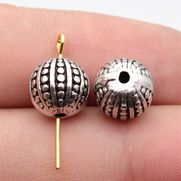 Dotted Round Bead In Antique Silver And Antique Bronze For Jewelry Making