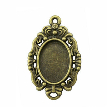 Scrollwork Oval Cabochon Pendant Trays in Two Finishes