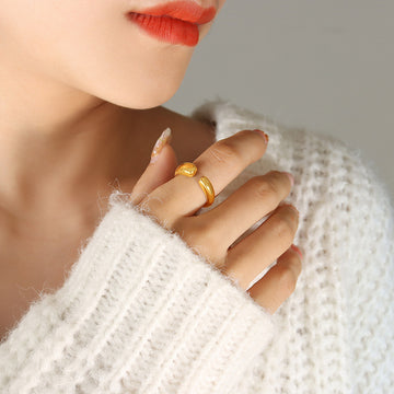 Open Dual Tip Geometric Ring In Gold Or Steel Tone Finish