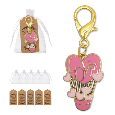 Pink LOVE heart balloon charm with bags and kraft tags