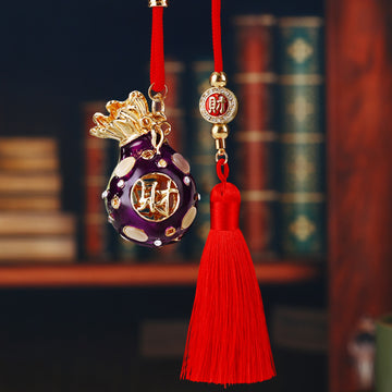 Round Fortune Pouch Vehicle Hanging Ornaments in Three Pictured Colors