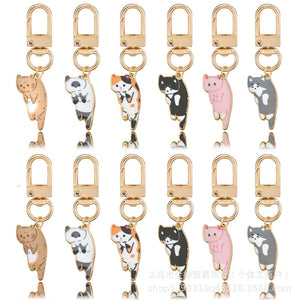Enamel Cat Charm Keychains with Swivel Snap Clasp, 51 Designs