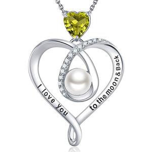 Silver Tone Infinity Heart Pearl Pendant Necklace Polished Chain Fashion Jewelry