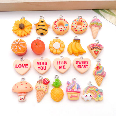 Printed detail graphic for the bee and donut charms