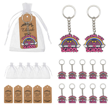 Welcome Back To School Rainbow Printed Keychain Ring