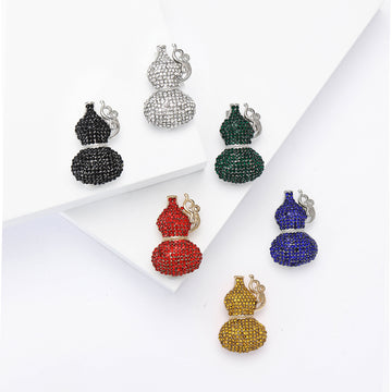 Crystal Covered Gourd Brooch in Six Bright Colorways