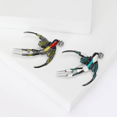 Colorful Enamel Flying Swallow Brooch in Two Colorways grouped product view