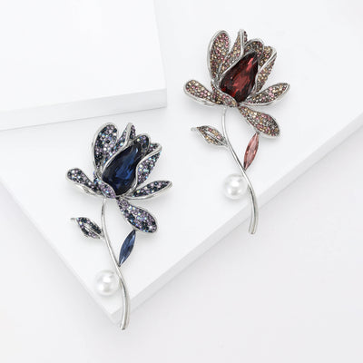 Orchid Flower Brooch front view on a plain background