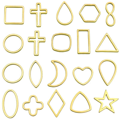 Gold-tone star charms arranged on a light background