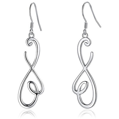 Open treble curve earrings in front product view
