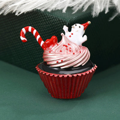 Polar Bear Cupcake Brooch shown alone on a light background