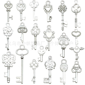 Metallic Vintage Key Metal Charms with 26 Listed Options