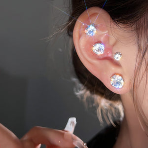 Magnetic Round Crystal Ear Cuffs Four Colors Polished Metal Jewelry