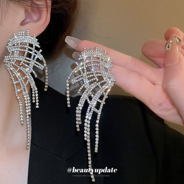 Silver Crystal Wing Cascade Earrings Fashion Jewelry