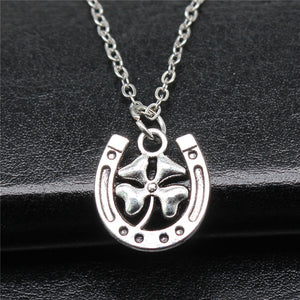 Horseshoe Clover Pendant Necklace in Detailed Metal Finishes for Jewelry Making