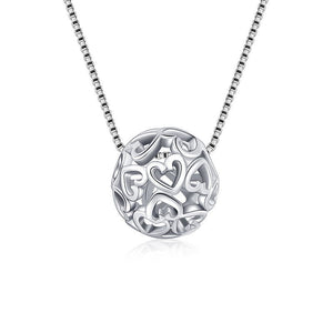 Open Heart Sphere Pendant Necklace in Silver Tone Jewelry
